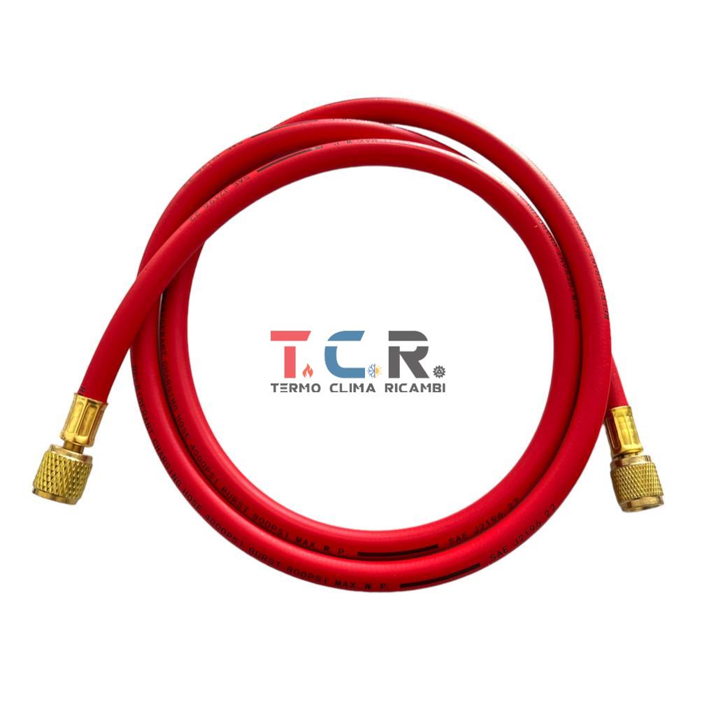 Tubo Flessibile rosso 14 x 516 SAE in gomma con barriera di nylon per vuoto e carico per gas refrigerante TR422B (R22) - R407C - R404A - R134A - R410A - R32